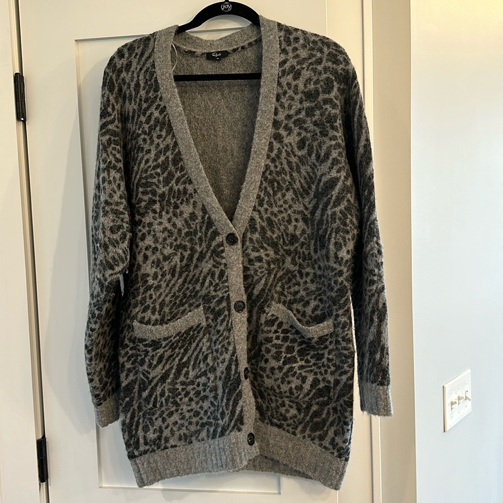 Rails Gray And Black Leopard Print Cardigan, Size… - image 1